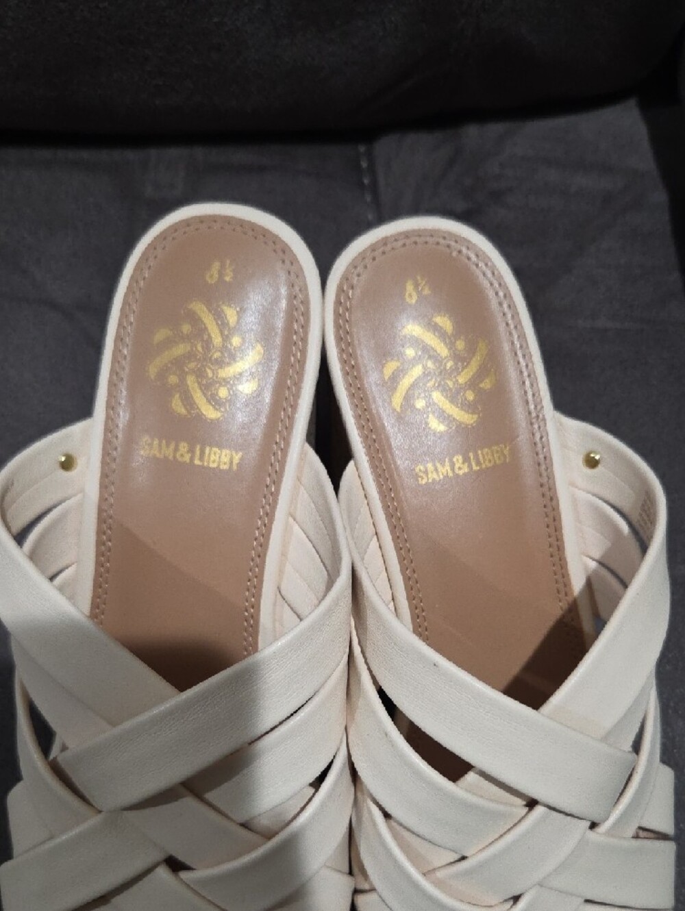 Sam & Libby Ivory Woven Slide Mules - Picture 2 of 5